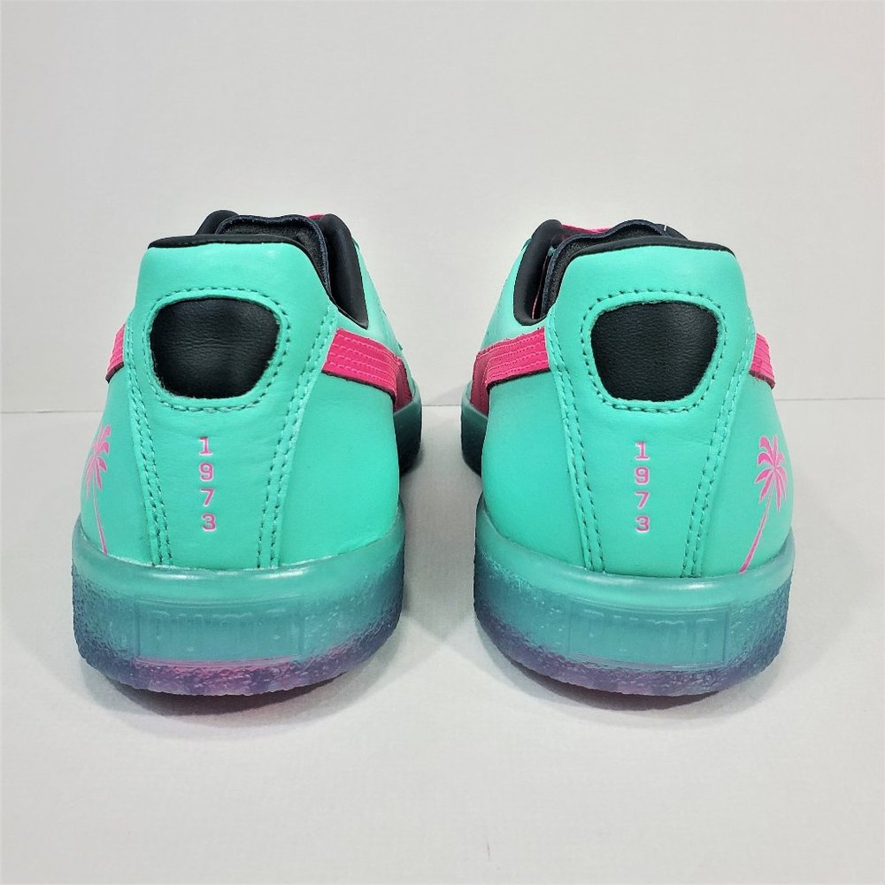 Puma Green and Pink Clyde South Beach Palm Tree Sneakers Men’s Size 11 - Picture 12 of 16